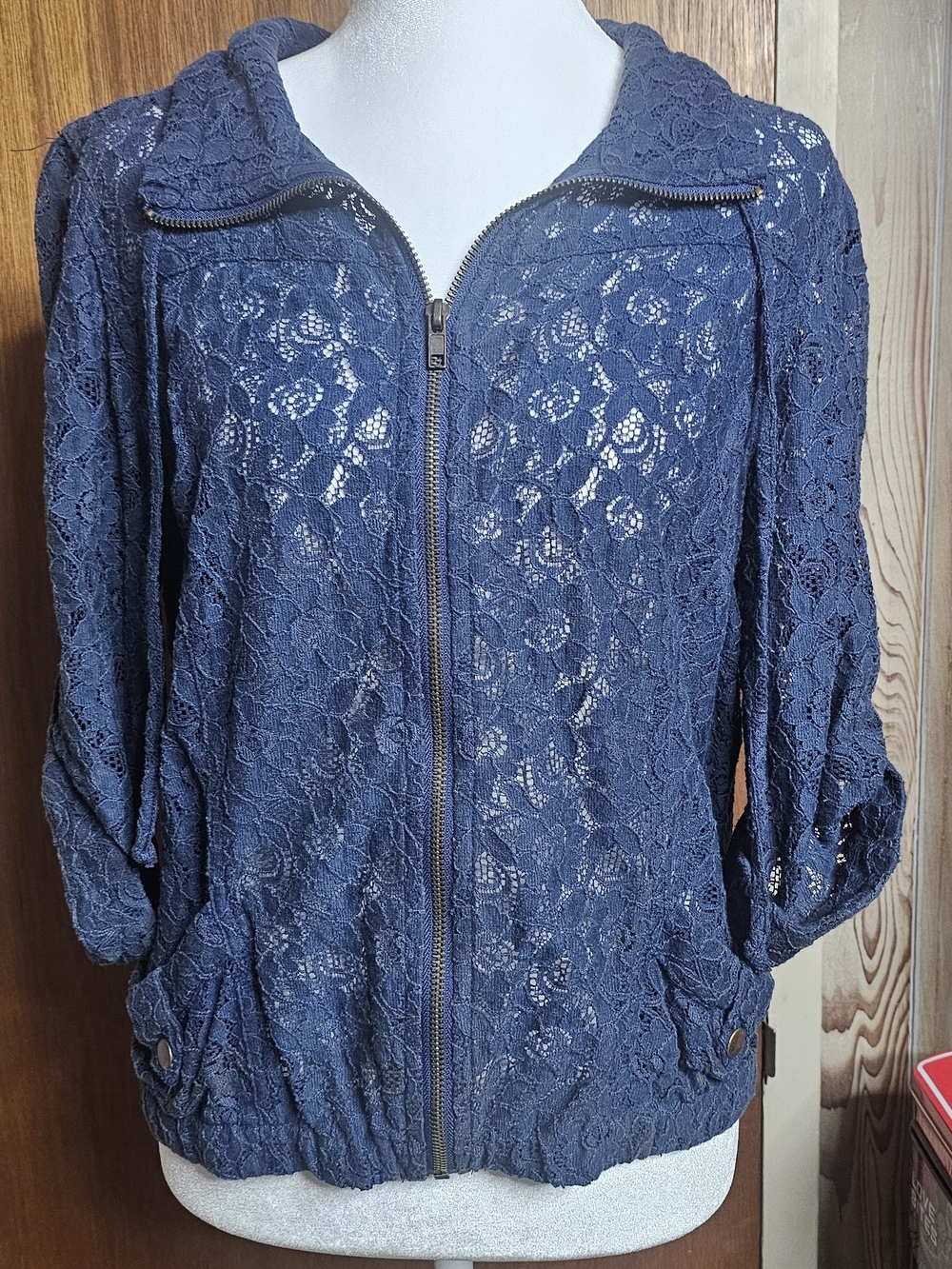 American Rag Navy Lace Zip Jacket